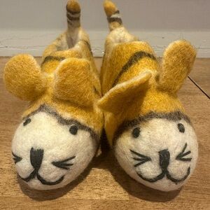 Roost Felted Wool Cat Slippers - Pair of Orange Tabbies